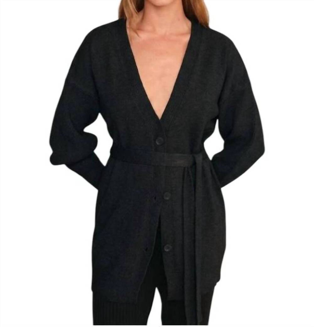 NEW DELUC ross long balloon sleeves cardigan in black